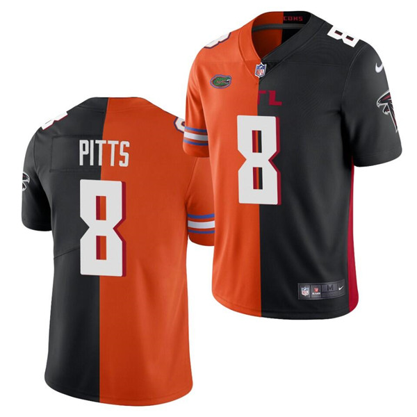 Men's Atlanta Falcons Customized 2021 Orange/Black Split Stitched Jersey Men's Atlanta Falcons Customized 2021 Orange/Black Split Stitched Jersey